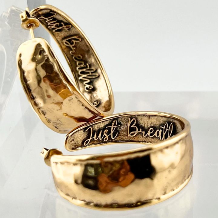 "Just Breathe" Hoop Earrings