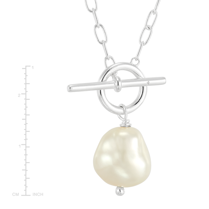 'Center Attention'  Silver Freshwater Pearl Necklace