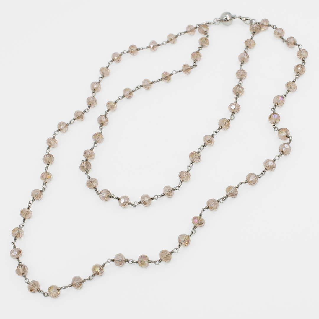 Crystal Rosary Beaded Layering Necklace – 6 Colors