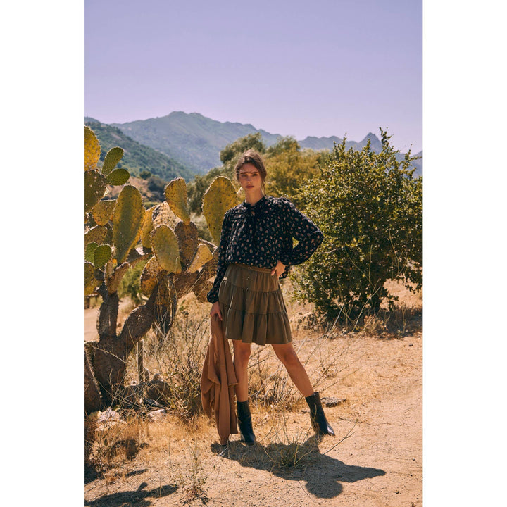 Floral Velvet Bow Blouse – Romantic Boho Elegance