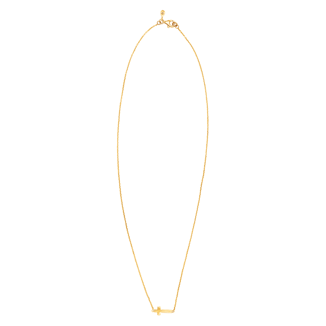 'Simplex Cross' Horizontal Cross Necklace in Sterling Silver