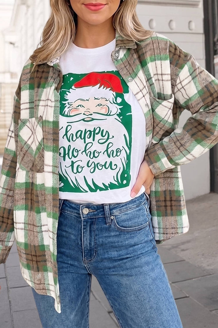 Christmas Plaid Long Sleeve Shacket | S-XL