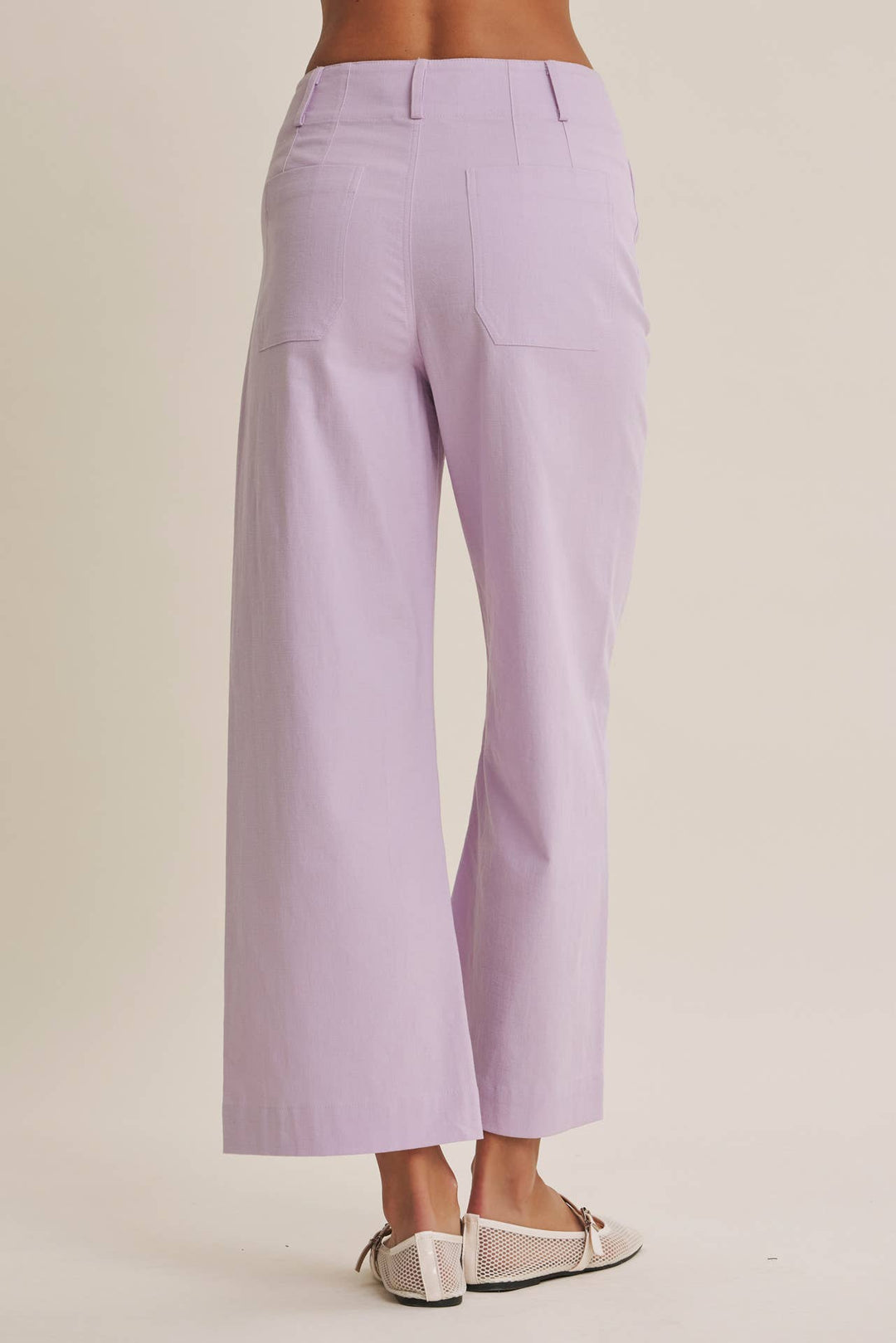 High Waisted Wide Leg Crop Pants | Linen Blend