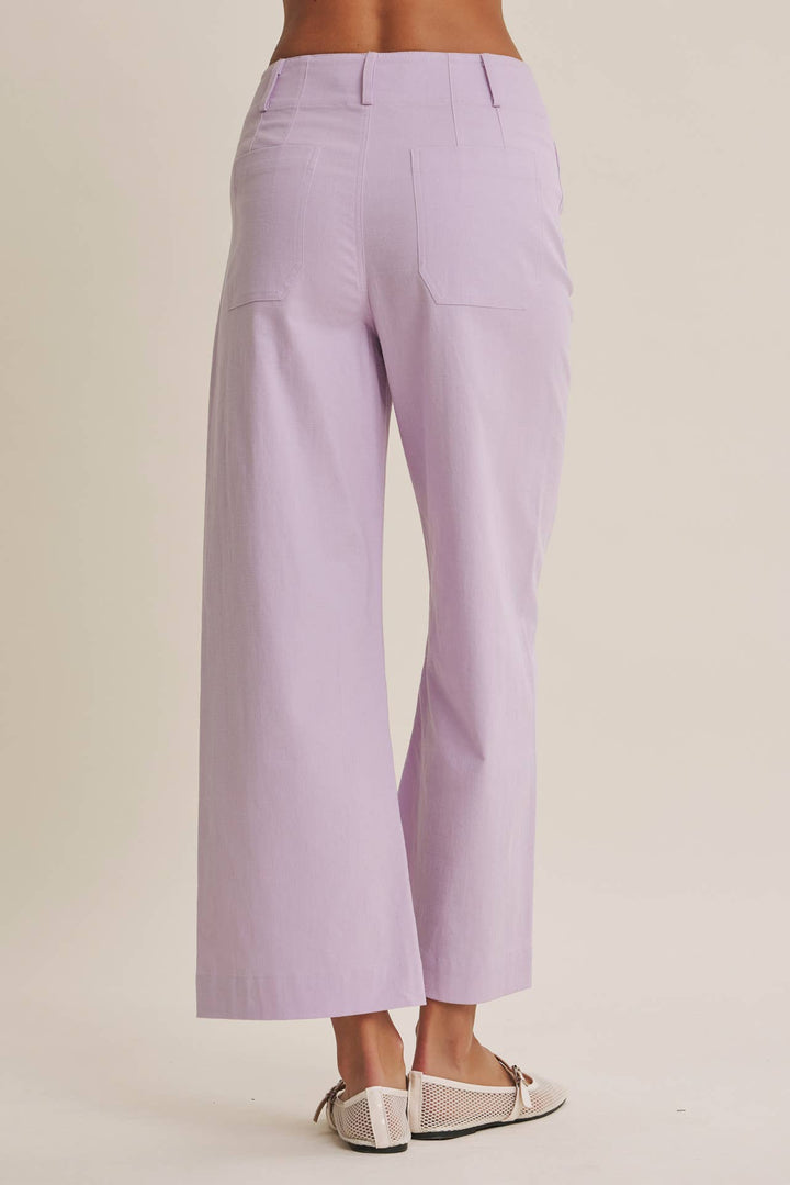 High Waisted Wide Leg Crop Pants | Linen Blend