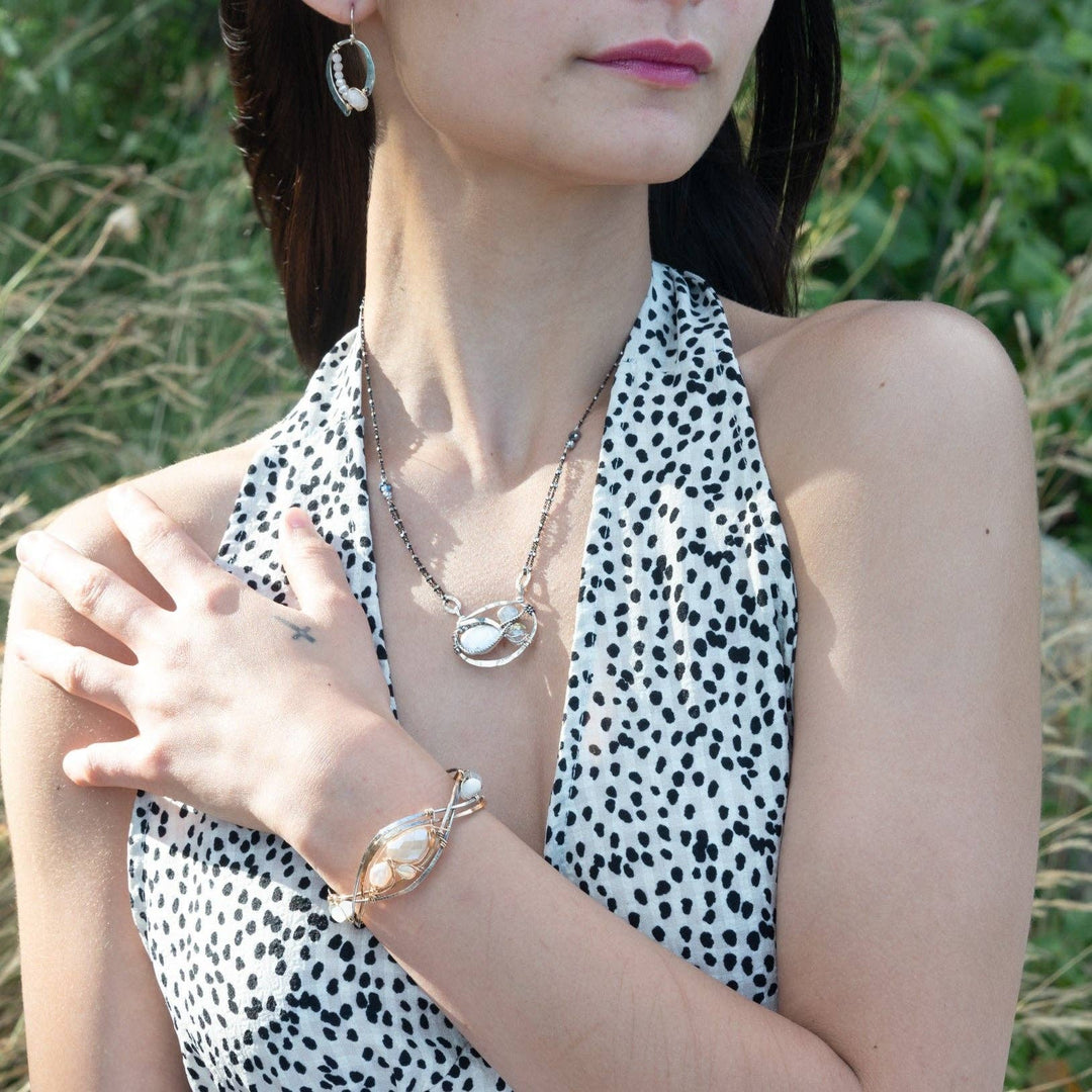 Braided Moonstone Cuff Bracelet