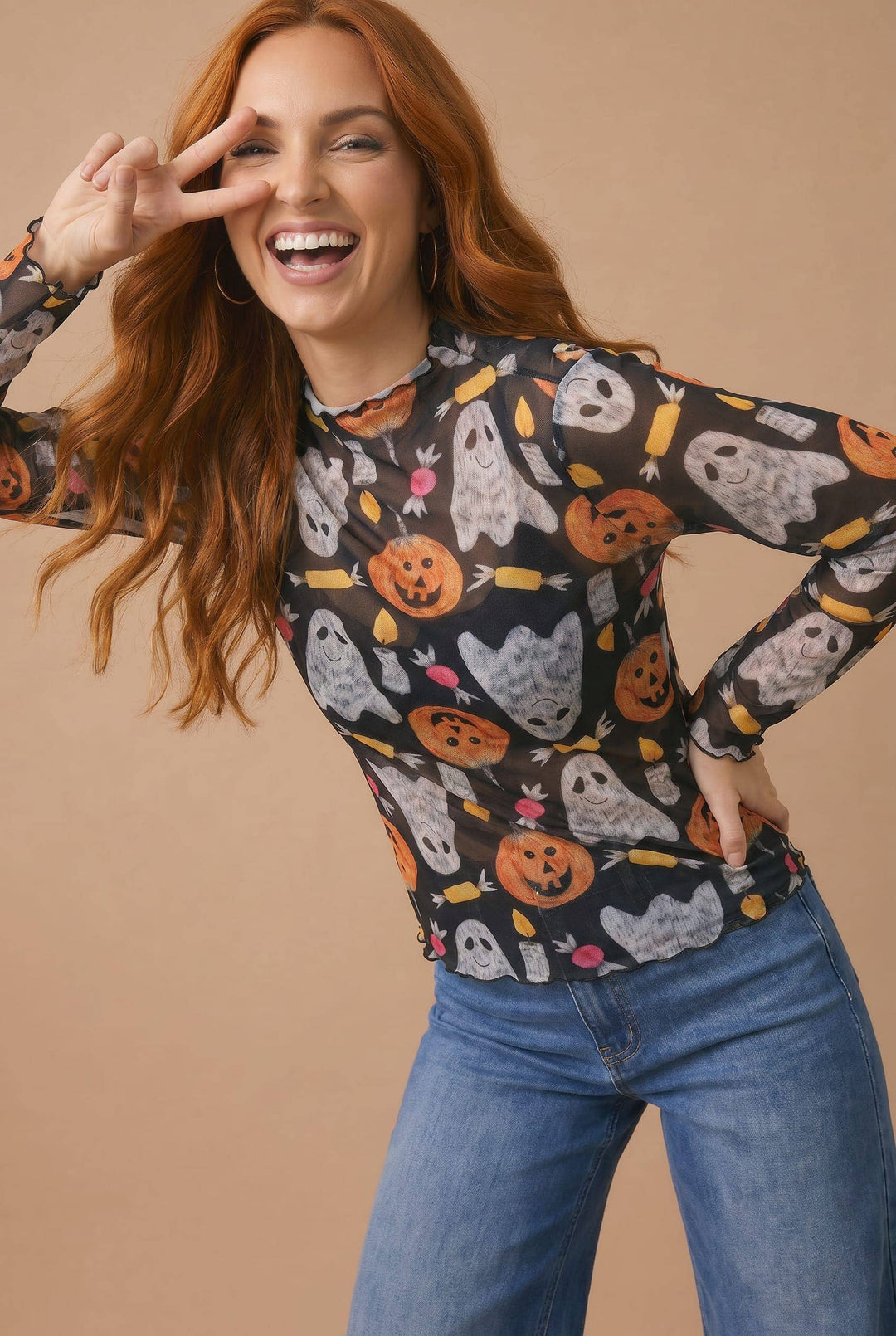 Tricks & Treats Halloween Mesh Top