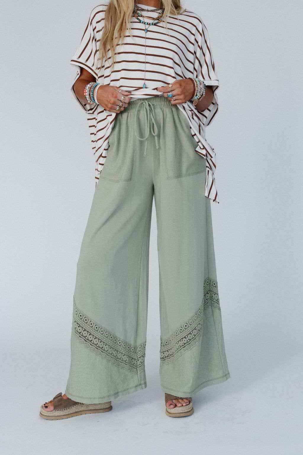 Lyrical Wide Leg Pants - Green