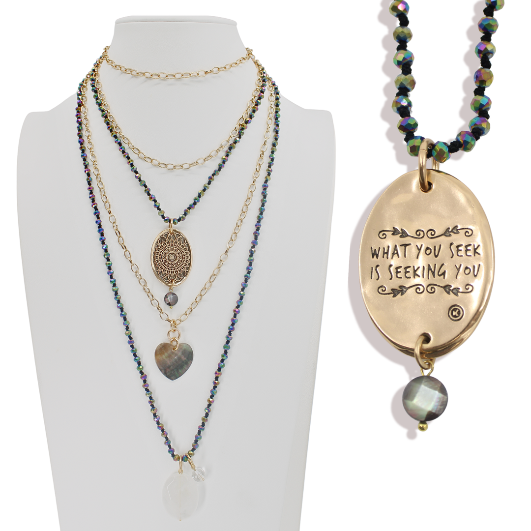 What You Seek Crystal & Abalone Layering Necklace Set