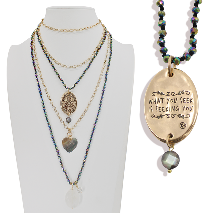What You Seek Crystal & Abalone Layering Necklace Set