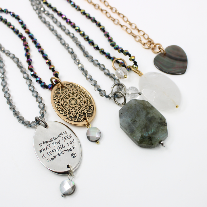 What You Seek Crystal & Abalone Layering Necklace Set