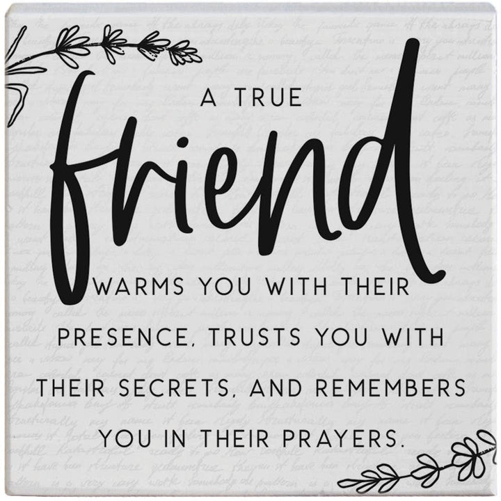 True Friend Friend Gift Tabletop Block Sign Decor