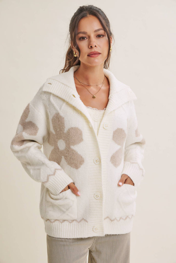 The Camille Floral Intarsia Cardigan