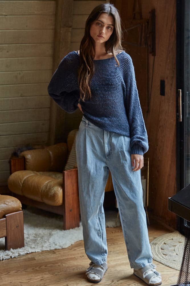 Cocoa Drift Open Knit Sweater
