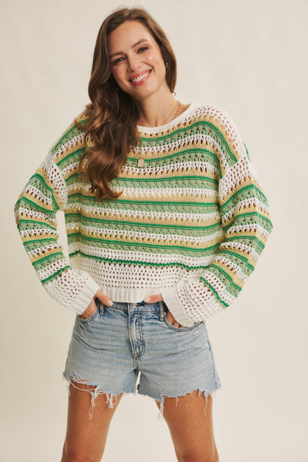 Bright Multi Stripe Crochet Top