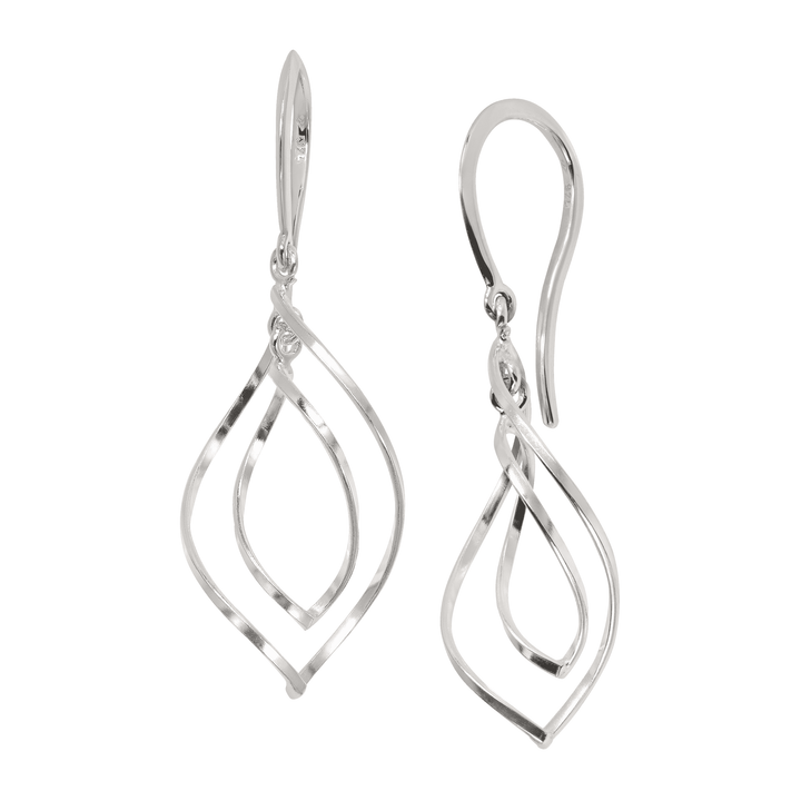'Water Drop' Twisted Drop Earrings in  Silver