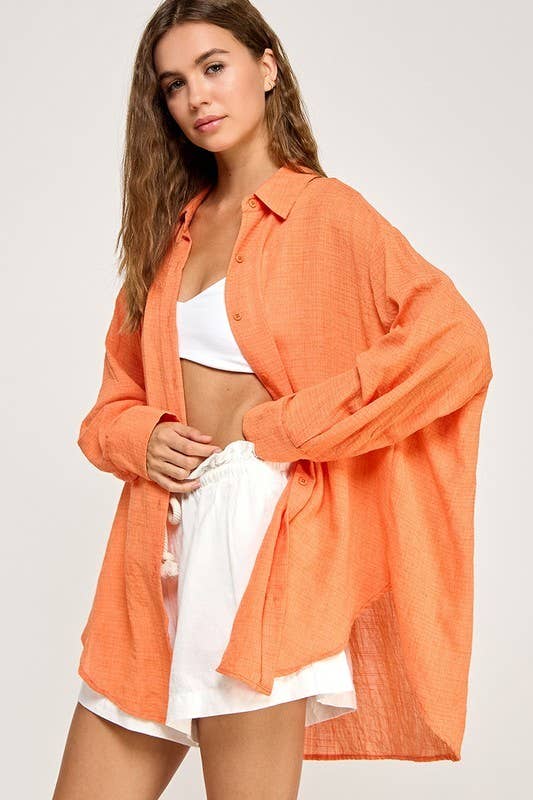 WASHED SUPER SOFT SEE THROUGH BUTTON DOWN SHIRTS