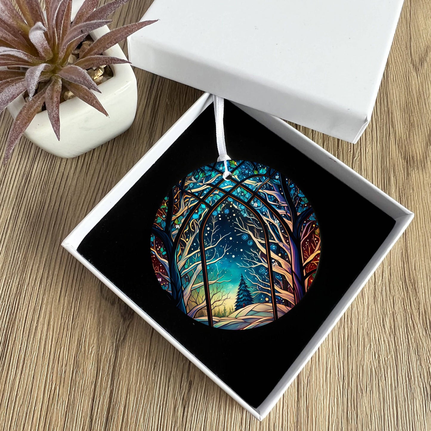 Ceramic Stained Glass Christmas Tree Ornament