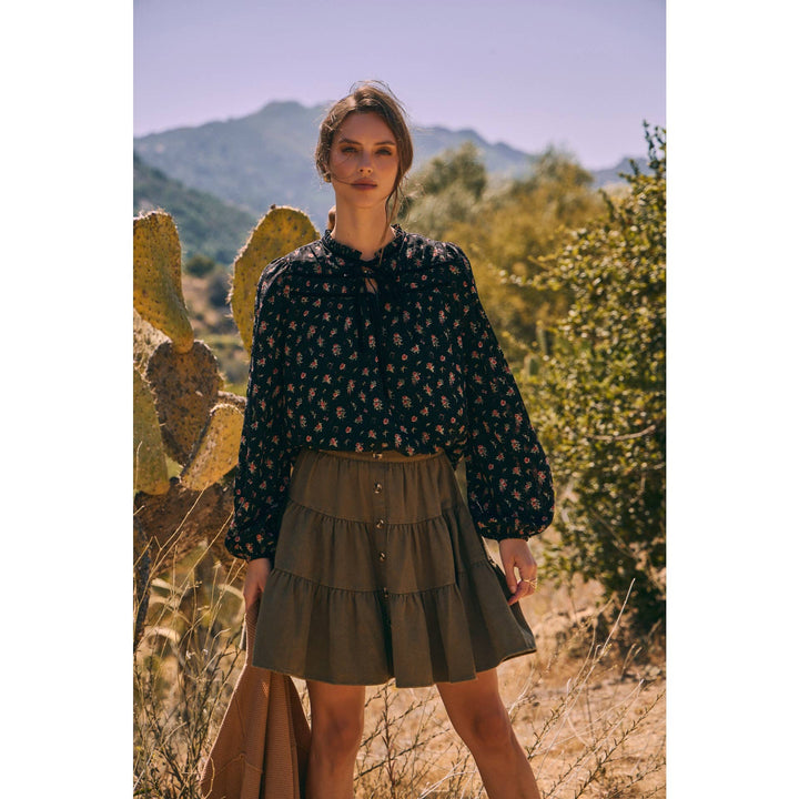 Floral Velvet Bow Blouse – Romantic Boho Elegance