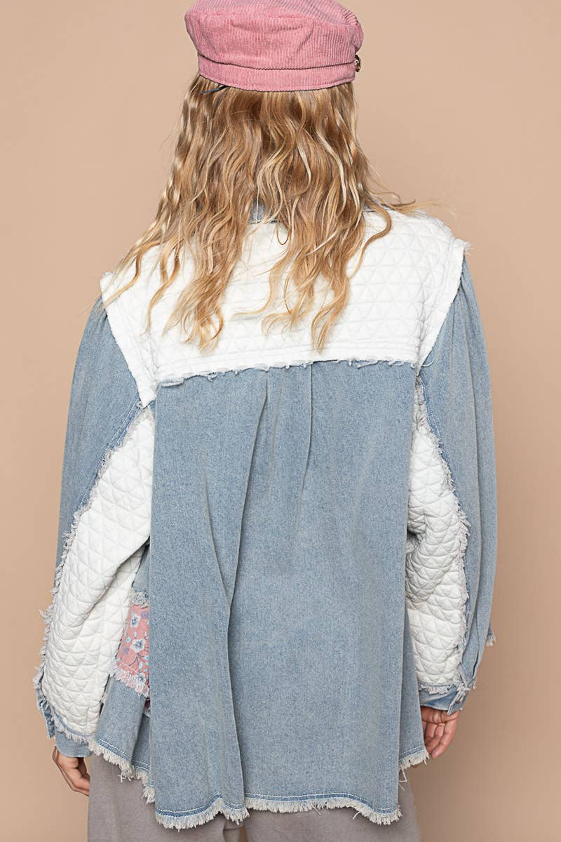 Vintage washing denim quilting jacket