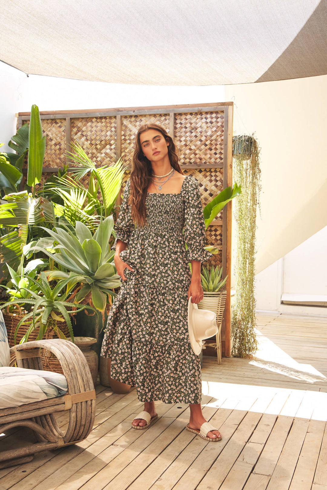 Floral Smocked Dress w/ Tiered Ruffles