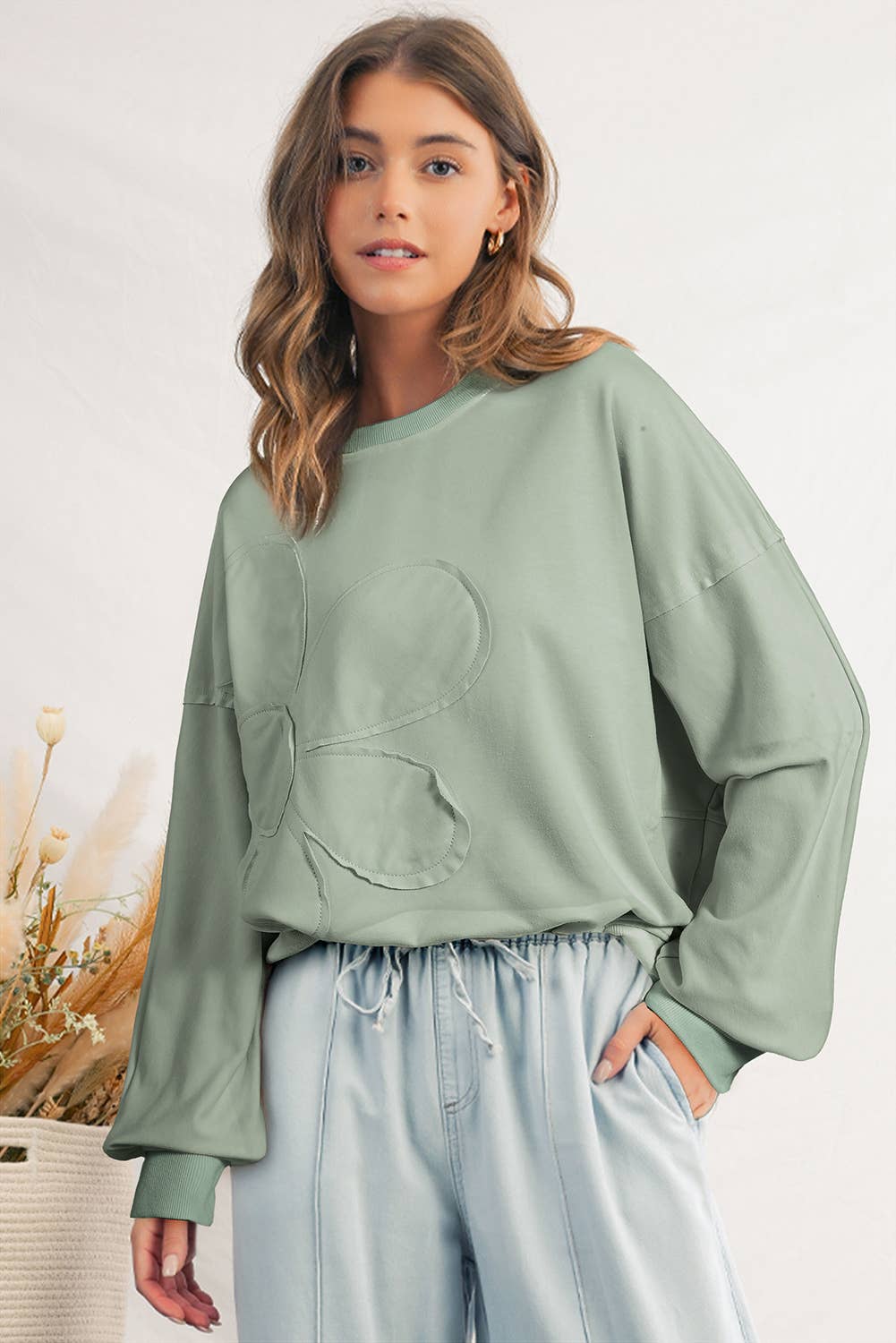 Flower Patch Drop Shoulder Loose Fit Top | S-XL