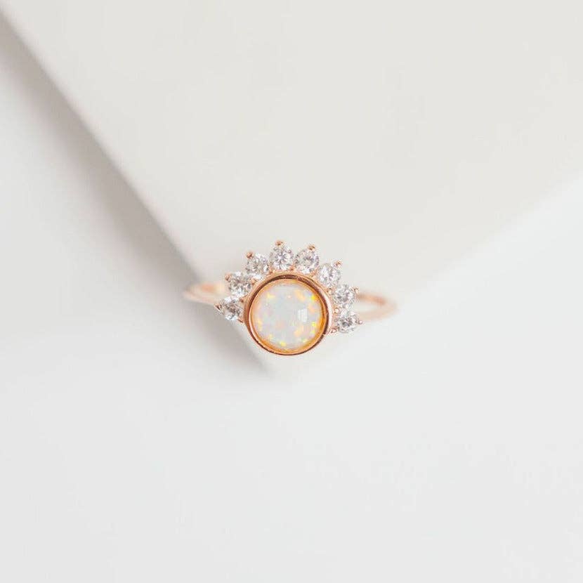 Lois Ring in White Opal