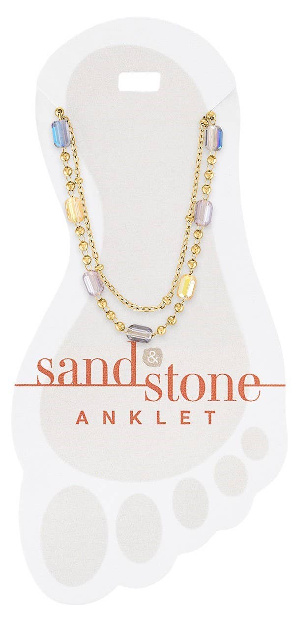 Sand & Stone Anklets: Gold Petite Ball and Multi Facet