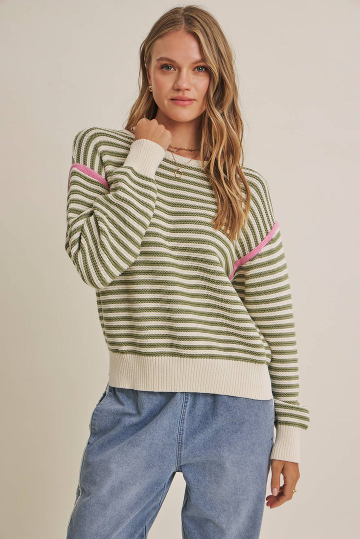 The Harper Contrast Stripe Cotton Sweater