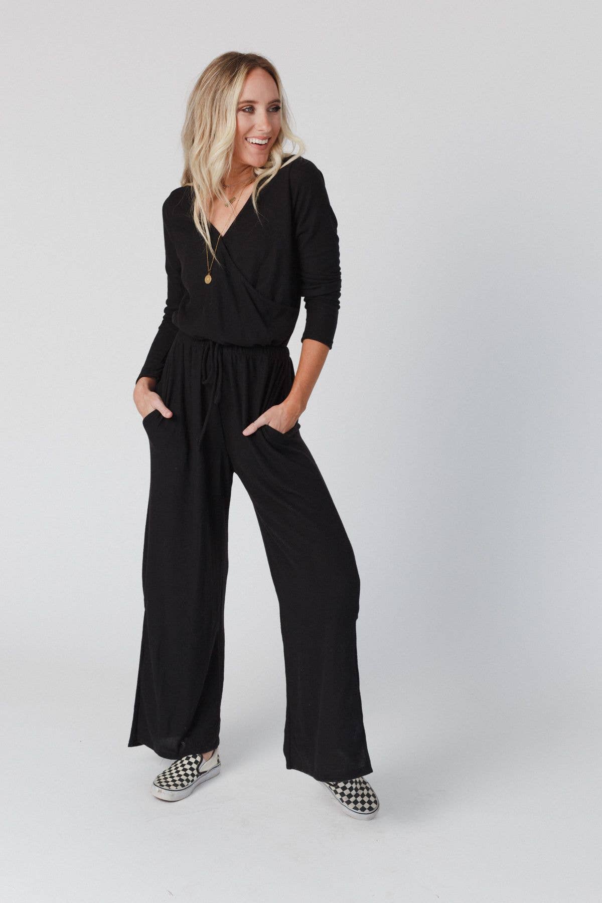 As It Was Cross Front Jumpsuit - Black