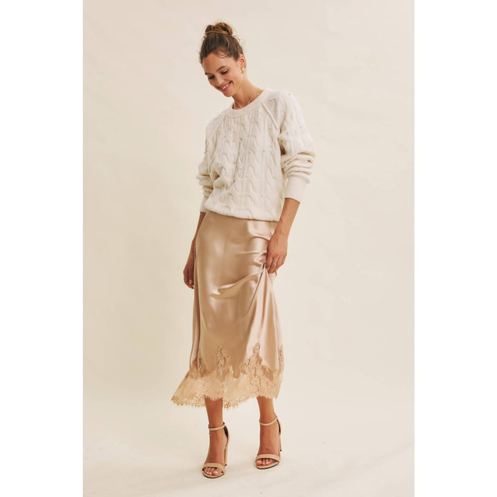Pearl Embellished Wool Cable Knit Tunic – Conscious Glamour