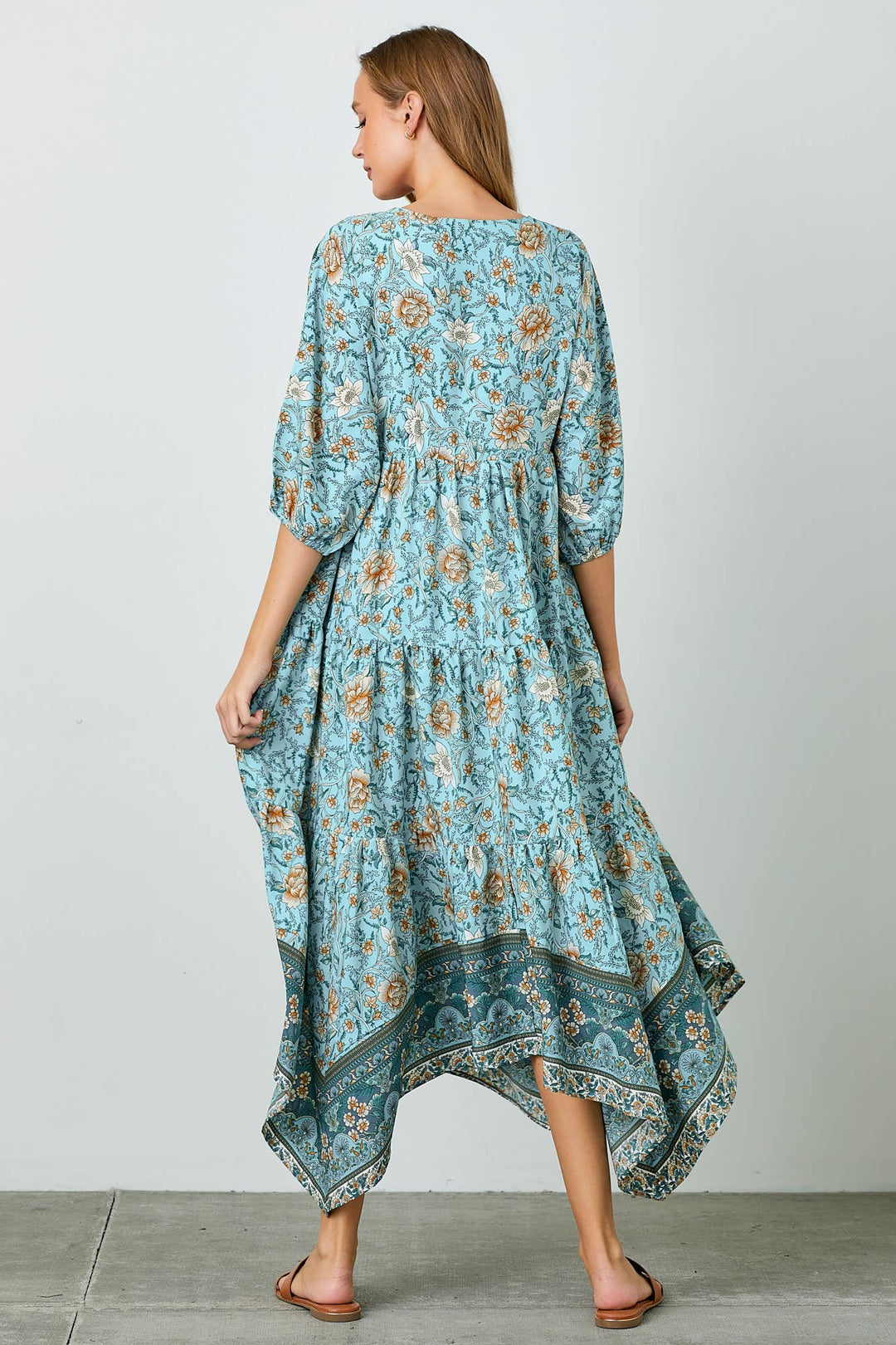 Printed Hanky Hem Maxi Dress