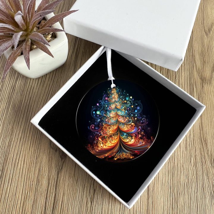 2024 Keepsake Christmas Ornament, Ceramic Disc, Abstract Art