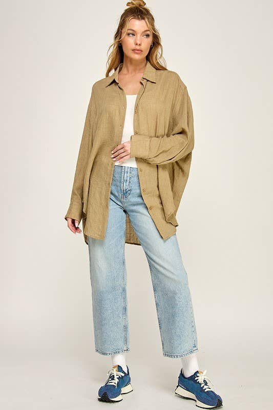 WASHED SUPER SOFT SEE THROUGH BUTTON DOWN SHIRTS