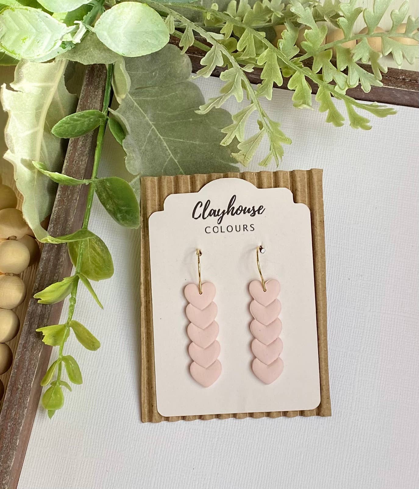 Heart Hoops Clay Earrings