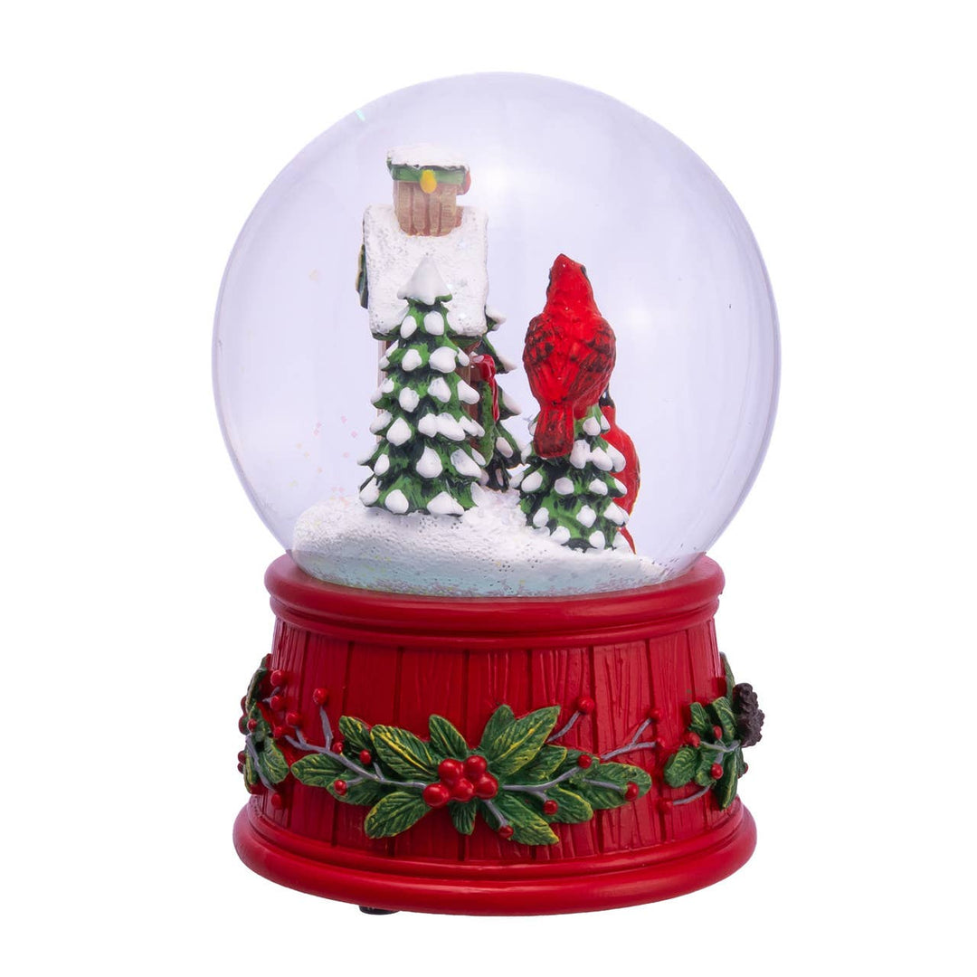 100MM Wind-Up Musical Cardinals With Tree Water Globe
