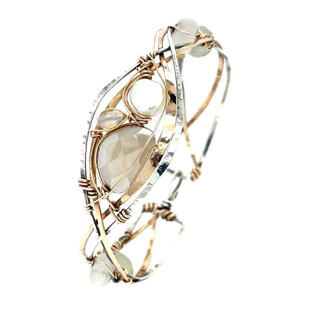 Braided Moonstone Cuff Bracelet B405