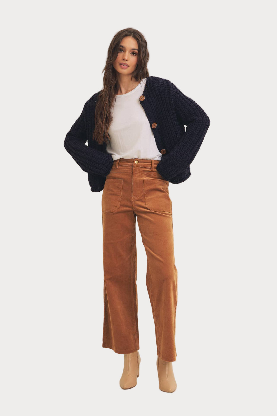 Wide Leg Corduroy Pants | High Waisted Retro Style