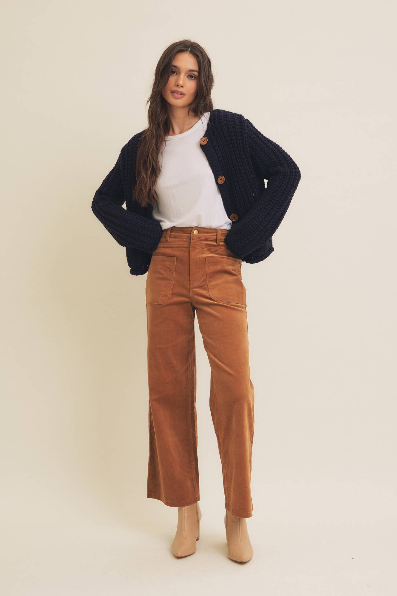 COZY CHIC WIDE LEG CORDUROY PANTS