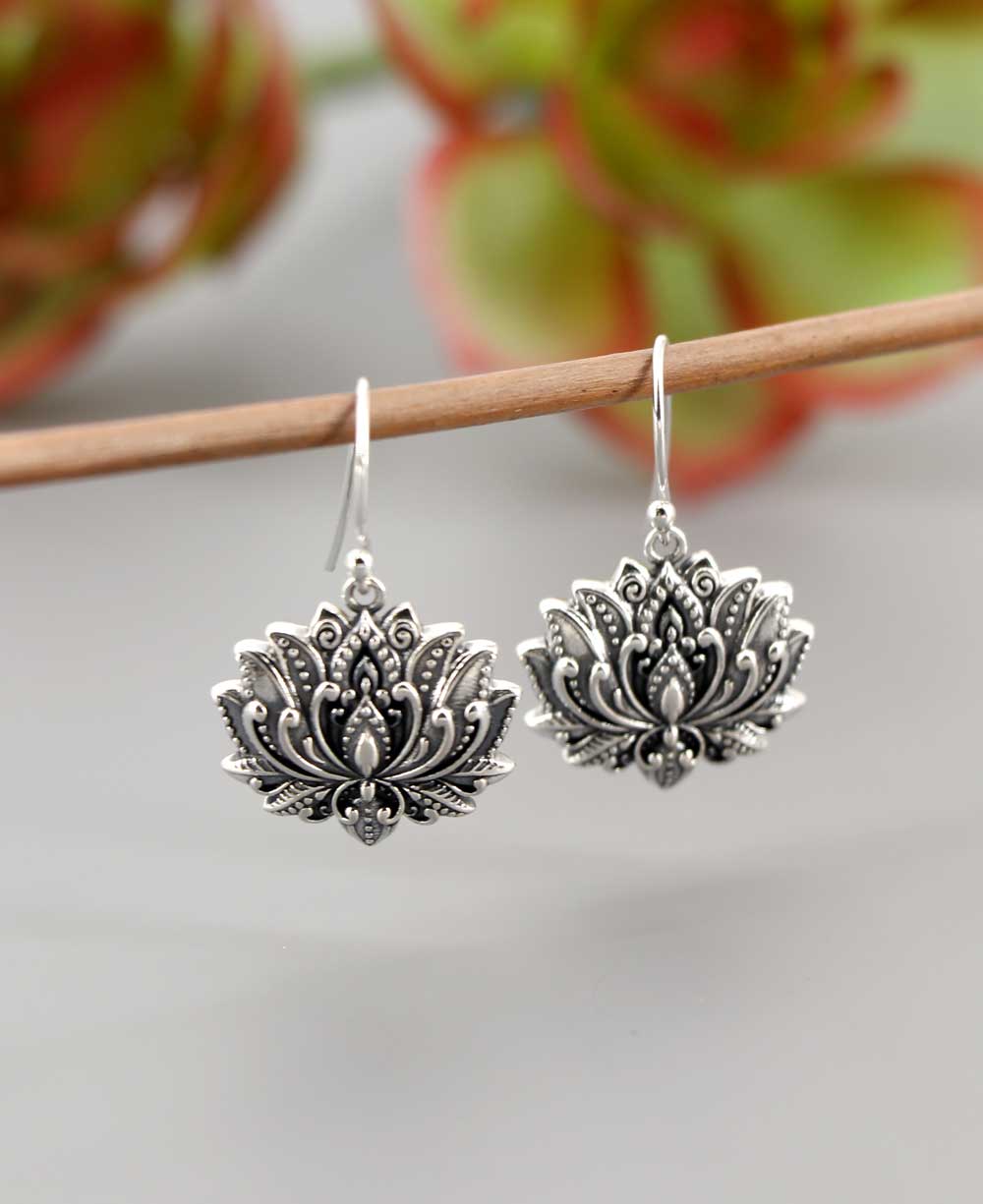 Blooming Sterling Silver Lotus Earrings