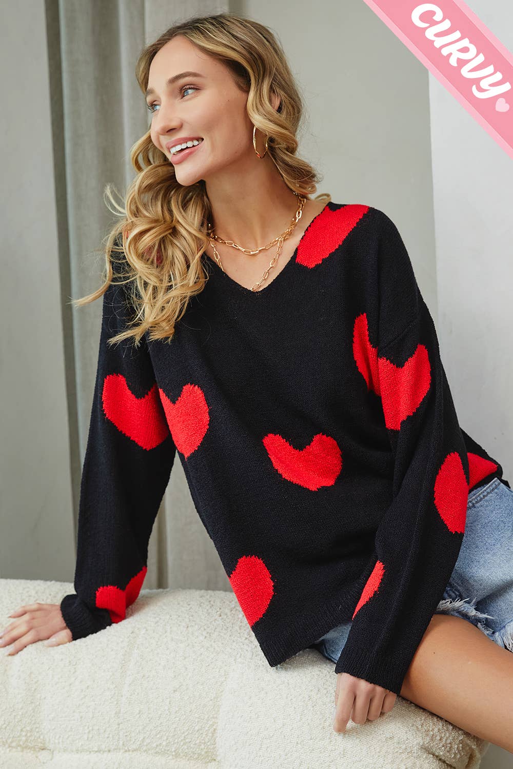 Heart Sweater - Plus Size