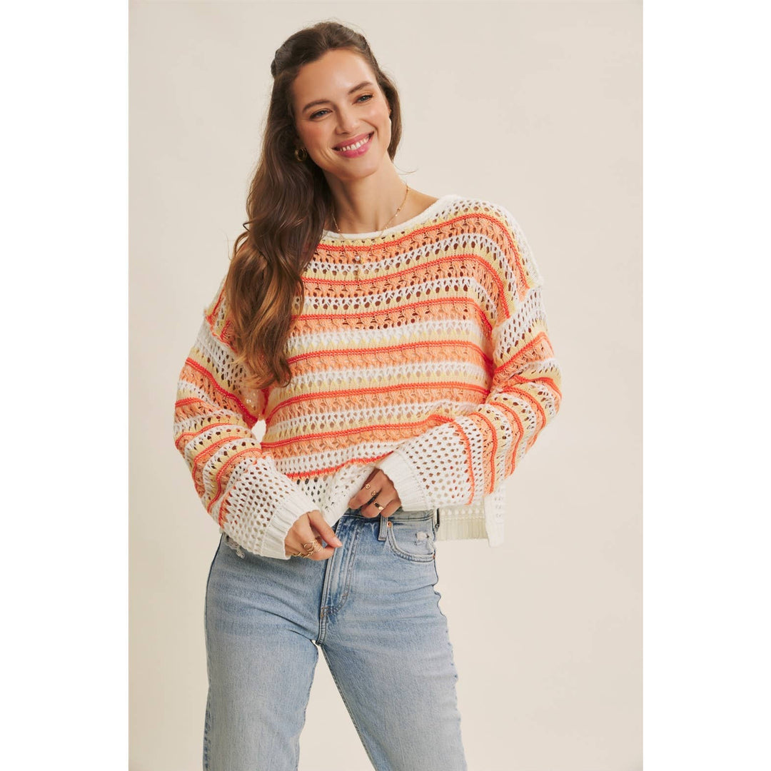 Bright Multi Stripe Crochet Top