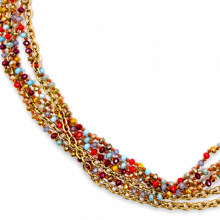 Multistrand Beaded & Chain Layering Necklace