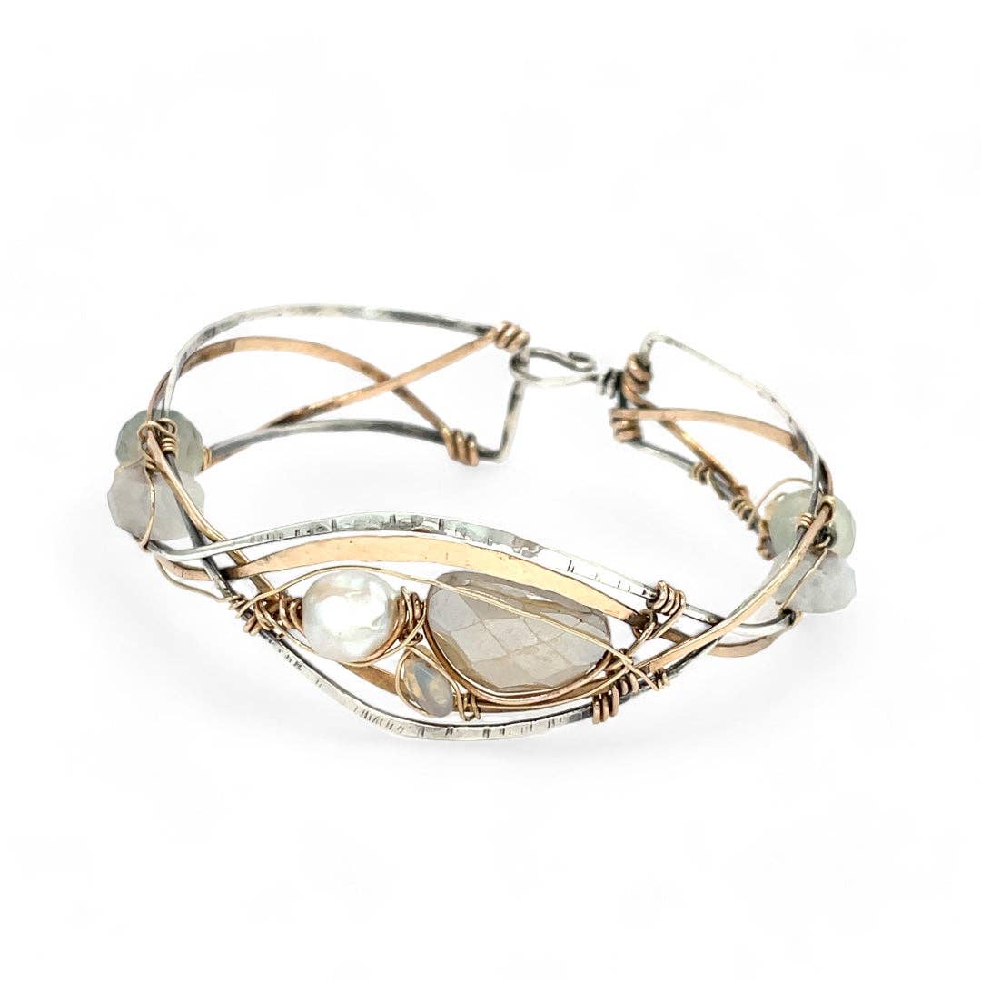 Braided Moonstone Cuff Bracelet B405