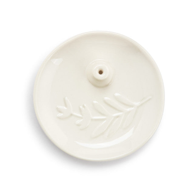 Incense Holder - Cream Botanical Ceramic