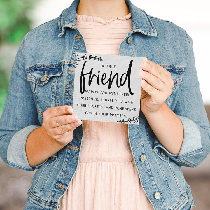 True Friend Friend Gift Tabletop Block Sign Decor