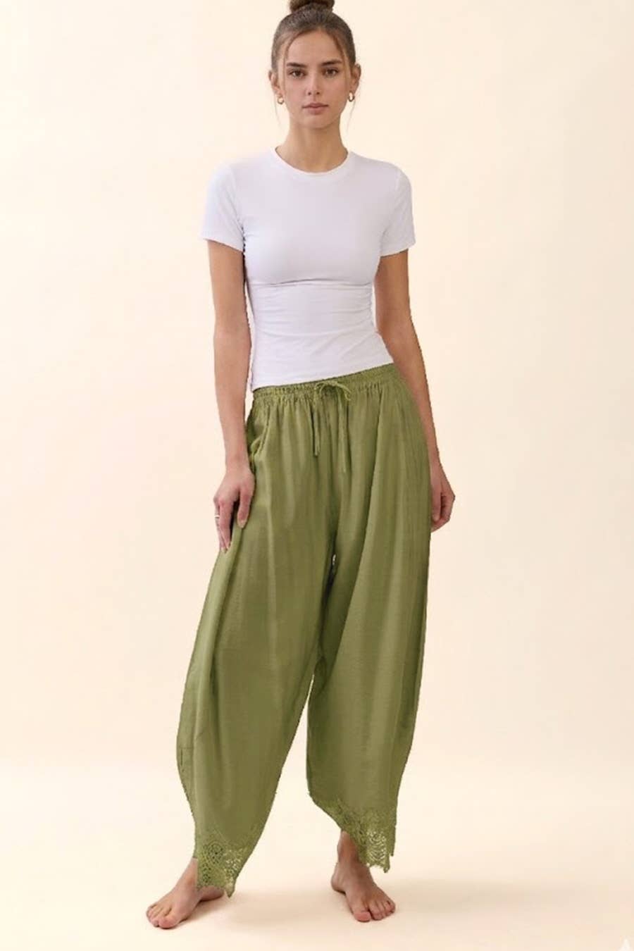 Crinkled Wide Leg Pants