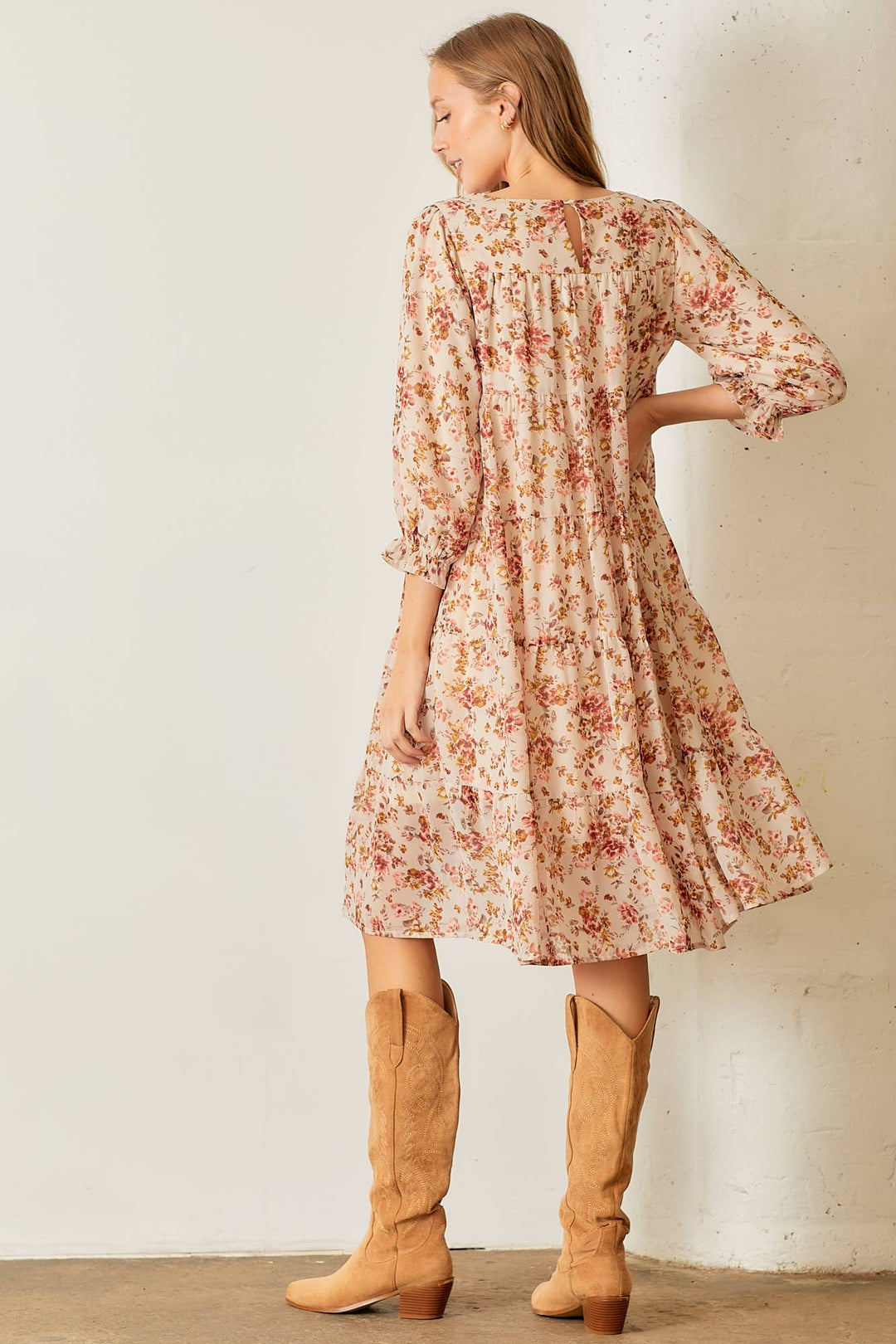 Floral Print Tiered Dress - Plus
