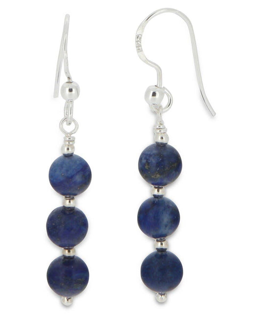 Tiered Beaded Lapis Sterling Silver Earrings