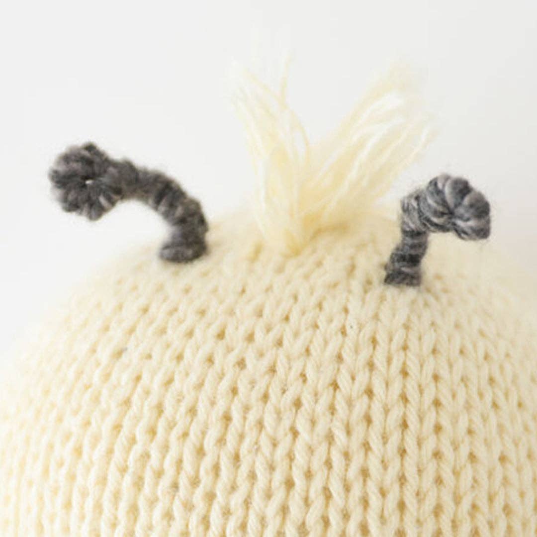 Close up of knitted bees head and antennae