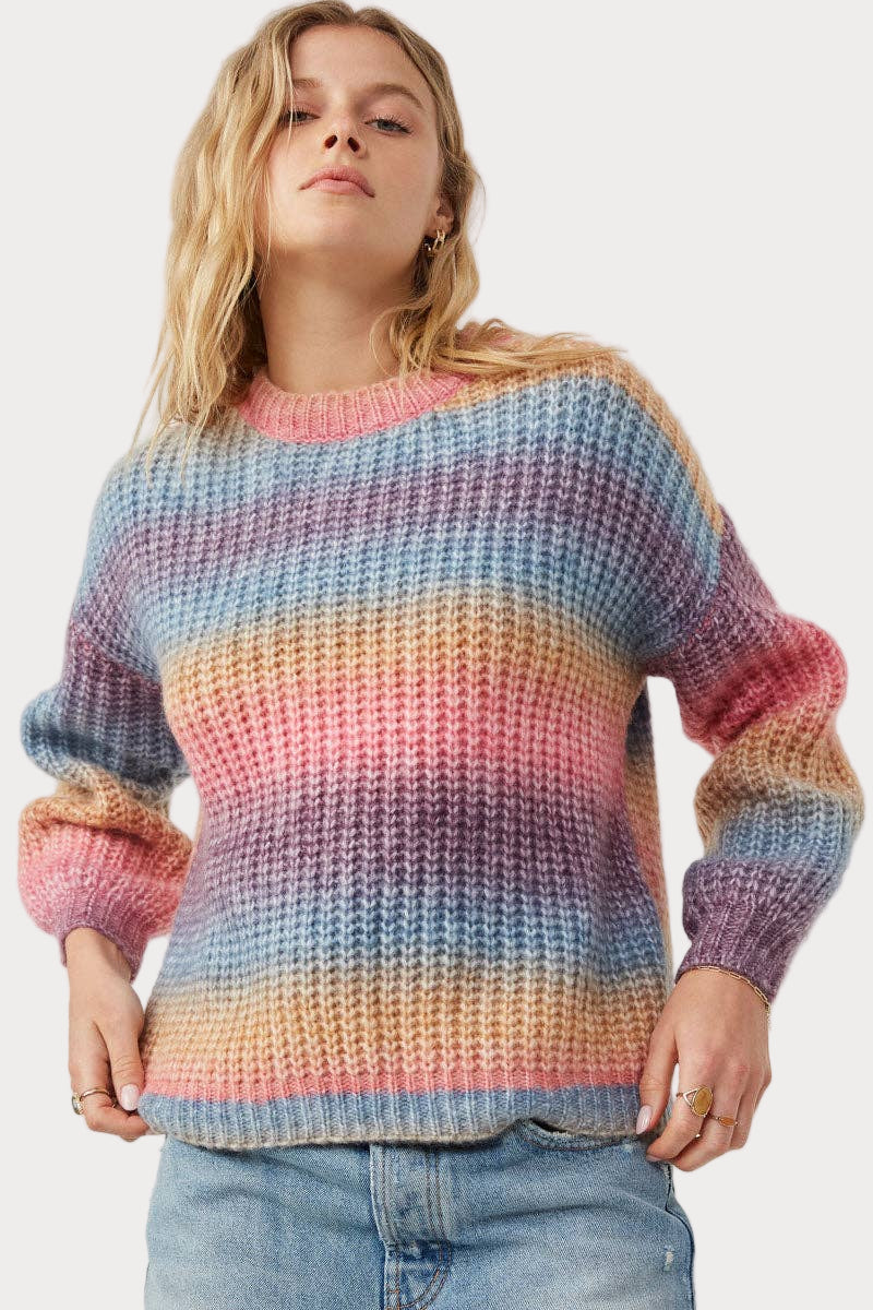 Ombre Striped Chunky Knit Sweater – Cozy Layers